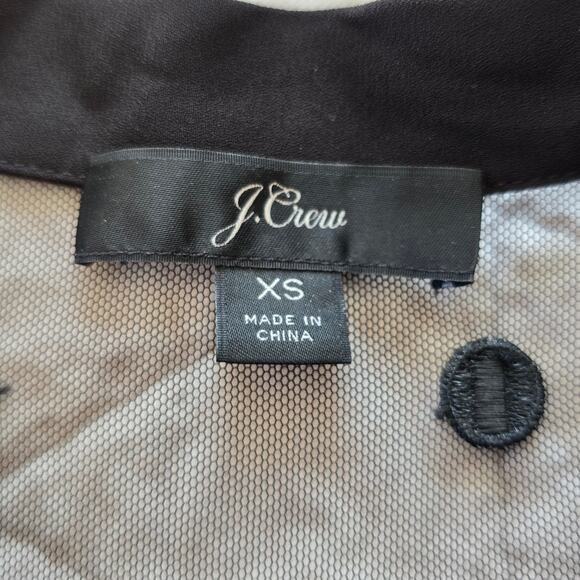 J Crew Sheer Shirt Women's XS Black Embroidered Dot Whimsigoth Dark Romantic - Picture 5 of 8